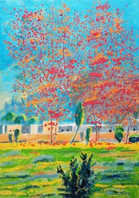 Ghulam Mustafa, 24 x 36 Inch, Oil on Canvas, Cityscape Painting, AC-GLM-039